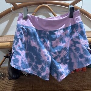 Athleta Girl Pink and Blue Tie-Dye Athletic Shorts